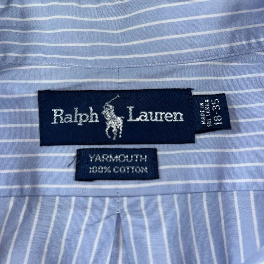 Polo Ralph Lauren Blue Mens Dress Shirt Size 18 35